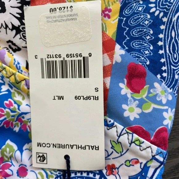 Polo Ralph Lauren Patchwork Plunge Neck One Piece Swimsuit - Picture 8 of 13